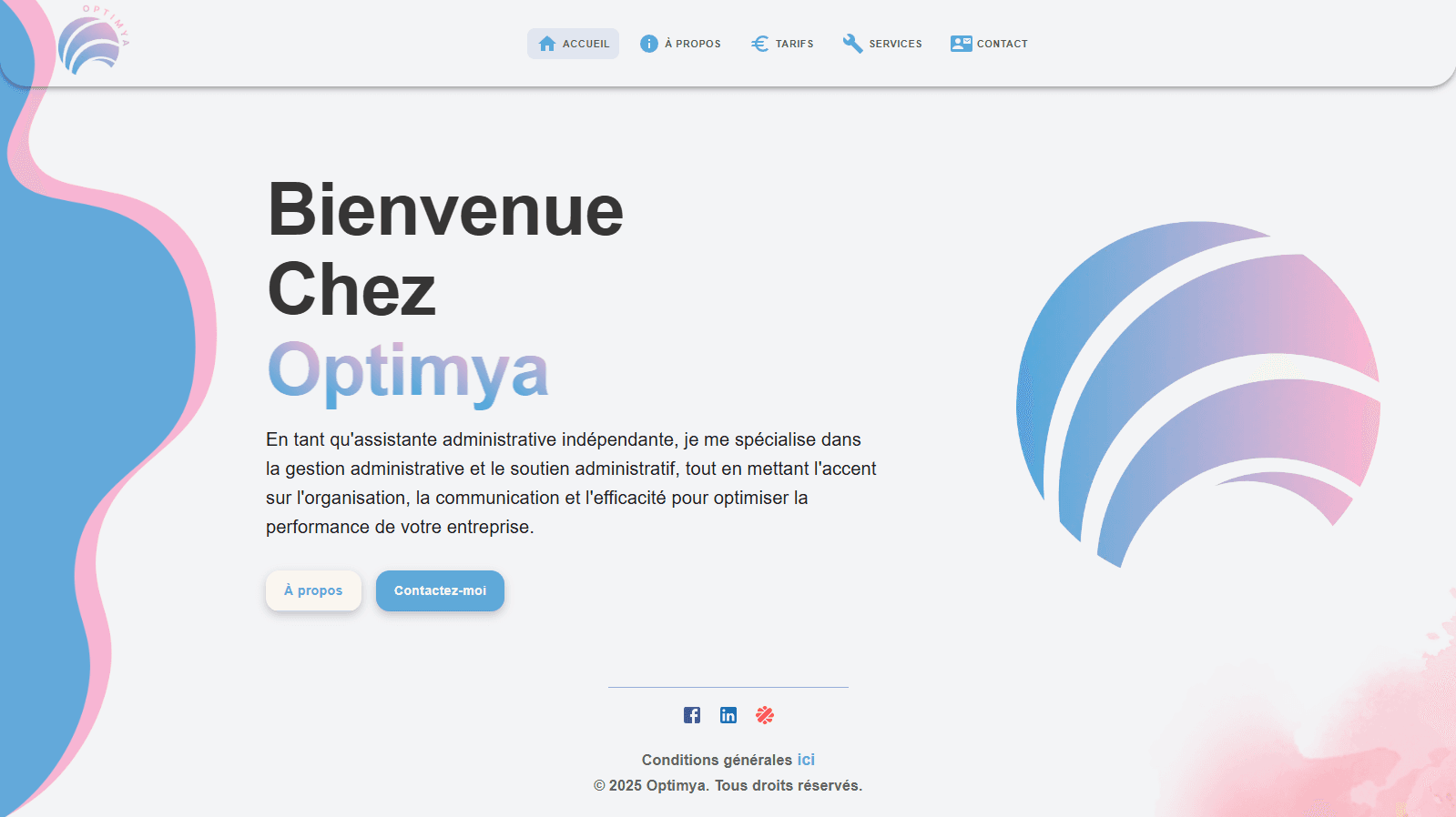 Site web pour l'entreprise Optimya
